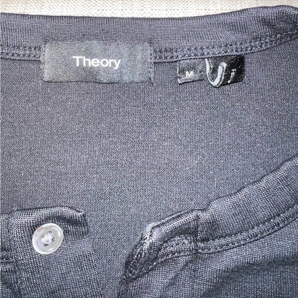 Theory Navy Blue Buttoned Knit Top
